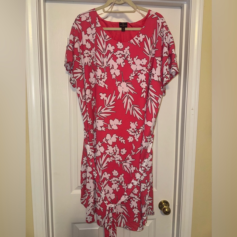Worthington Jackie Floral Dress Pink Plus Size 2X